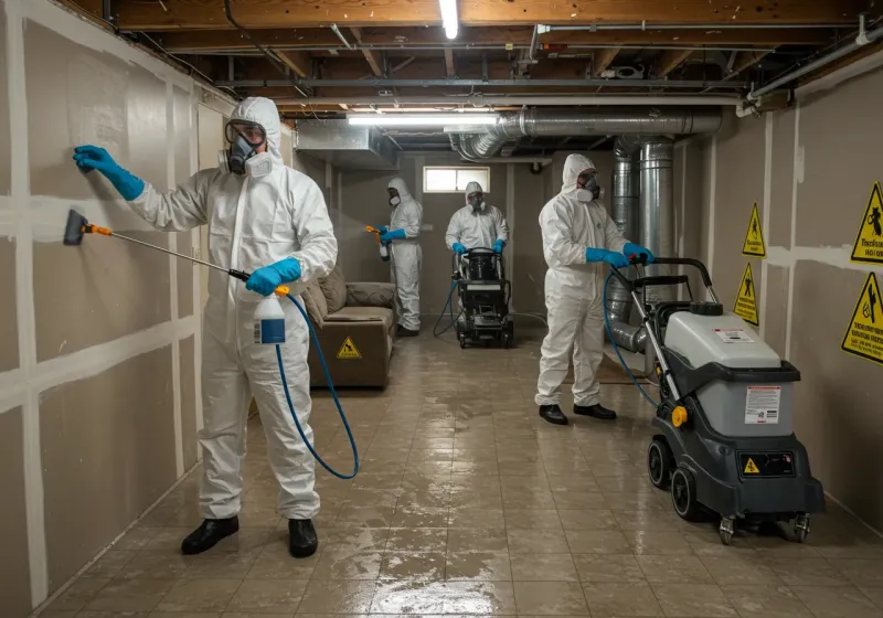 Basement Moisture Removal and Structural Drying process in Pinebluff, NC